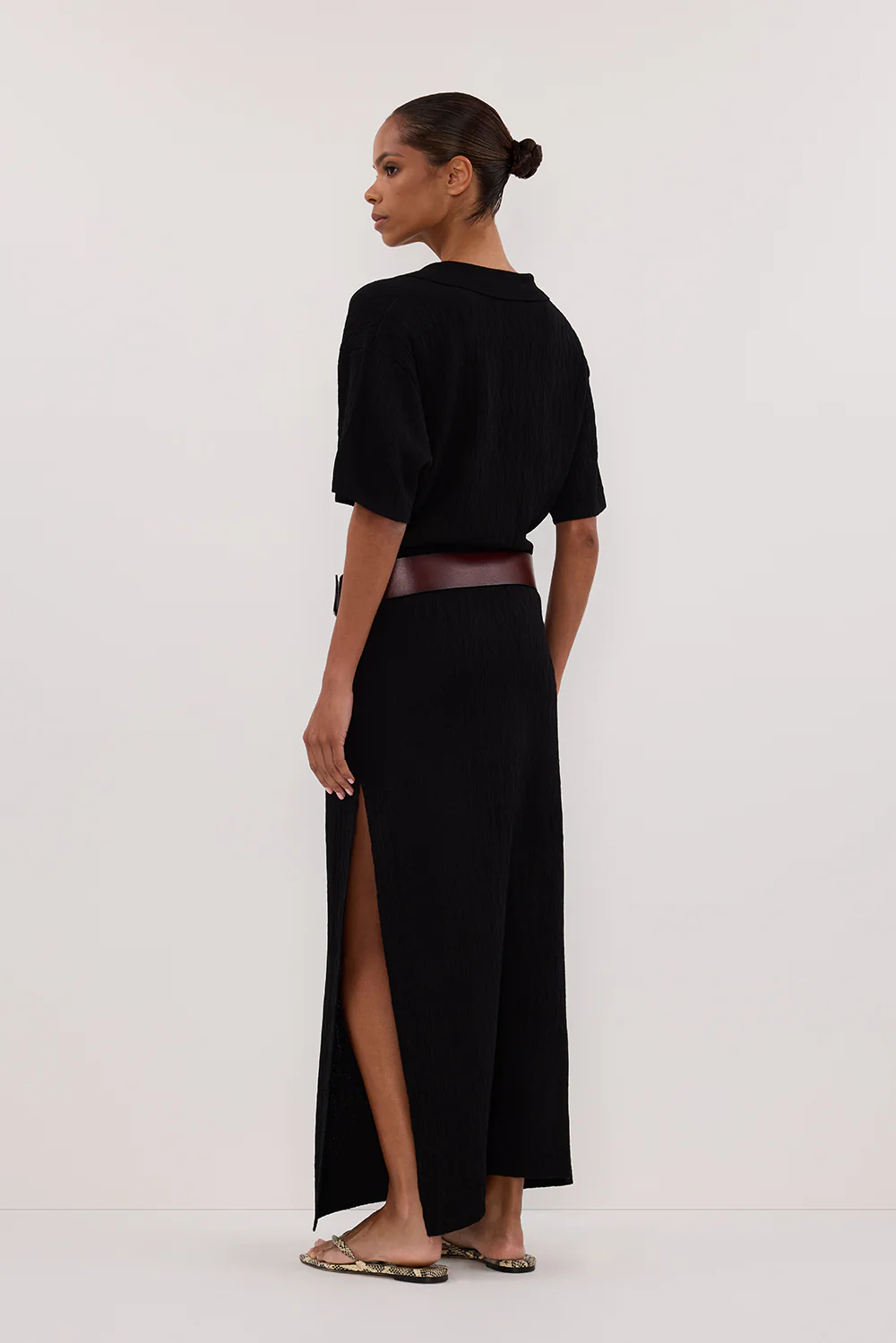 ALIAS BLACK POLO KNIT MIDI DRESS - Yukikoi