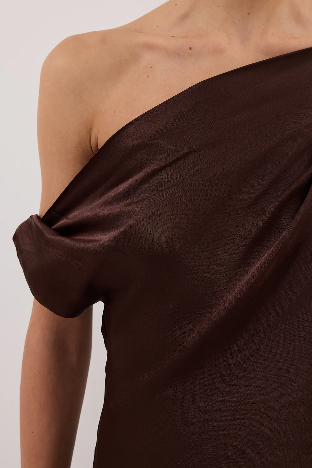 EVE BITTER CHOC ASYM SATIN TOP - Yukikoi