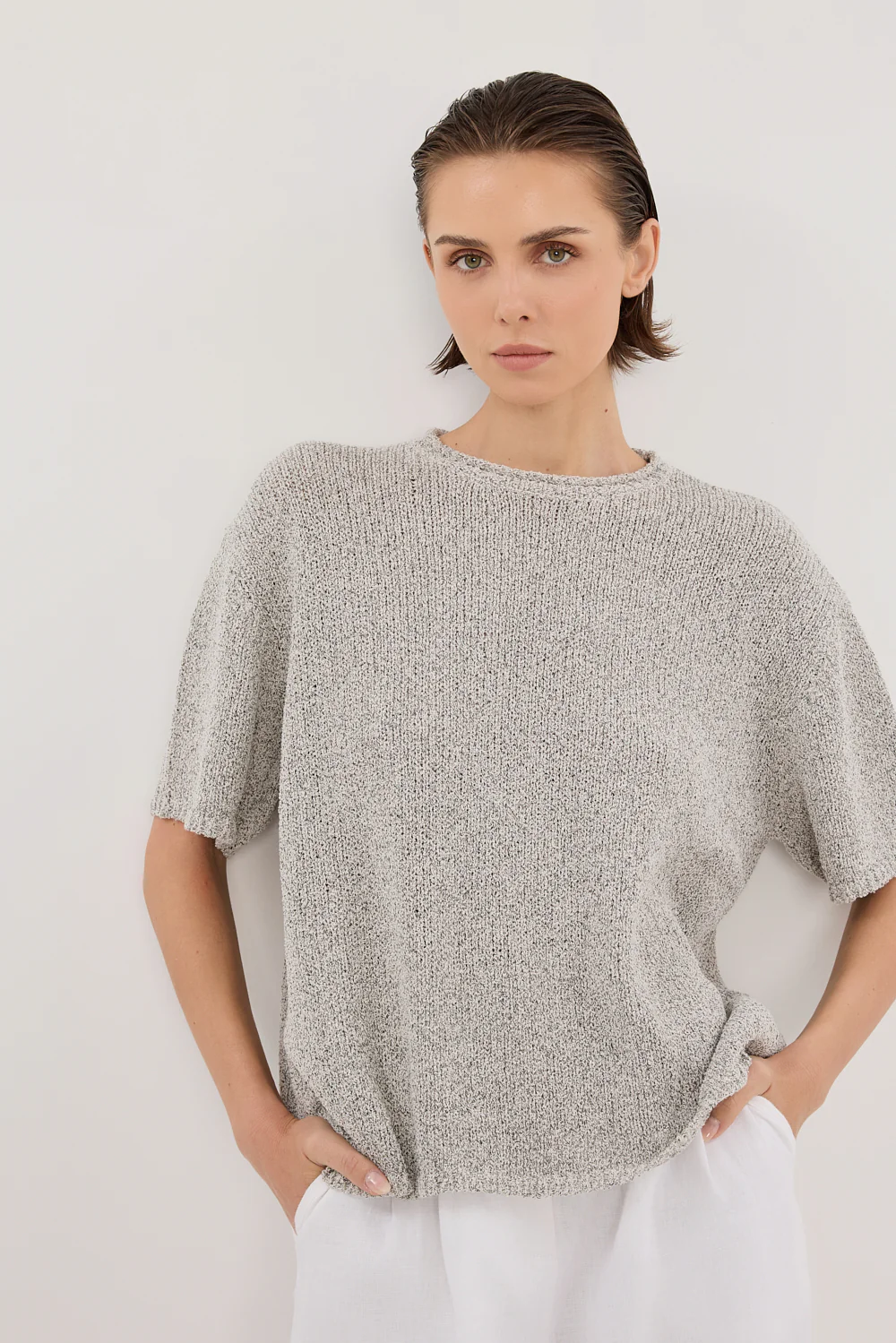 ERIN SILVER MARLE BOXY KNIT TEE - Yukikoi