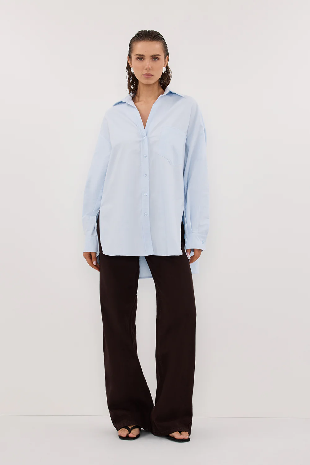 RHEA 2.0 ICE BLUE OVERSIZED COTTON SHIRT - Yukikoi