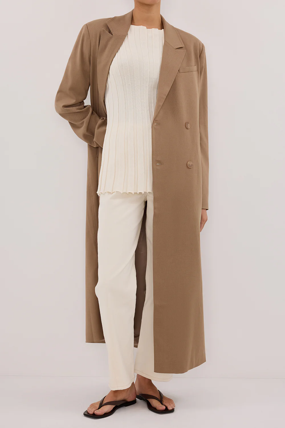 CELINA TAN WOOL BLEND COAT - Yukikoi