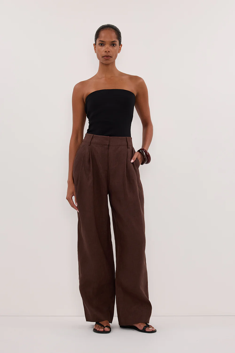 FRAN COCOA CHOC LINEN PANT - Yukikoi
