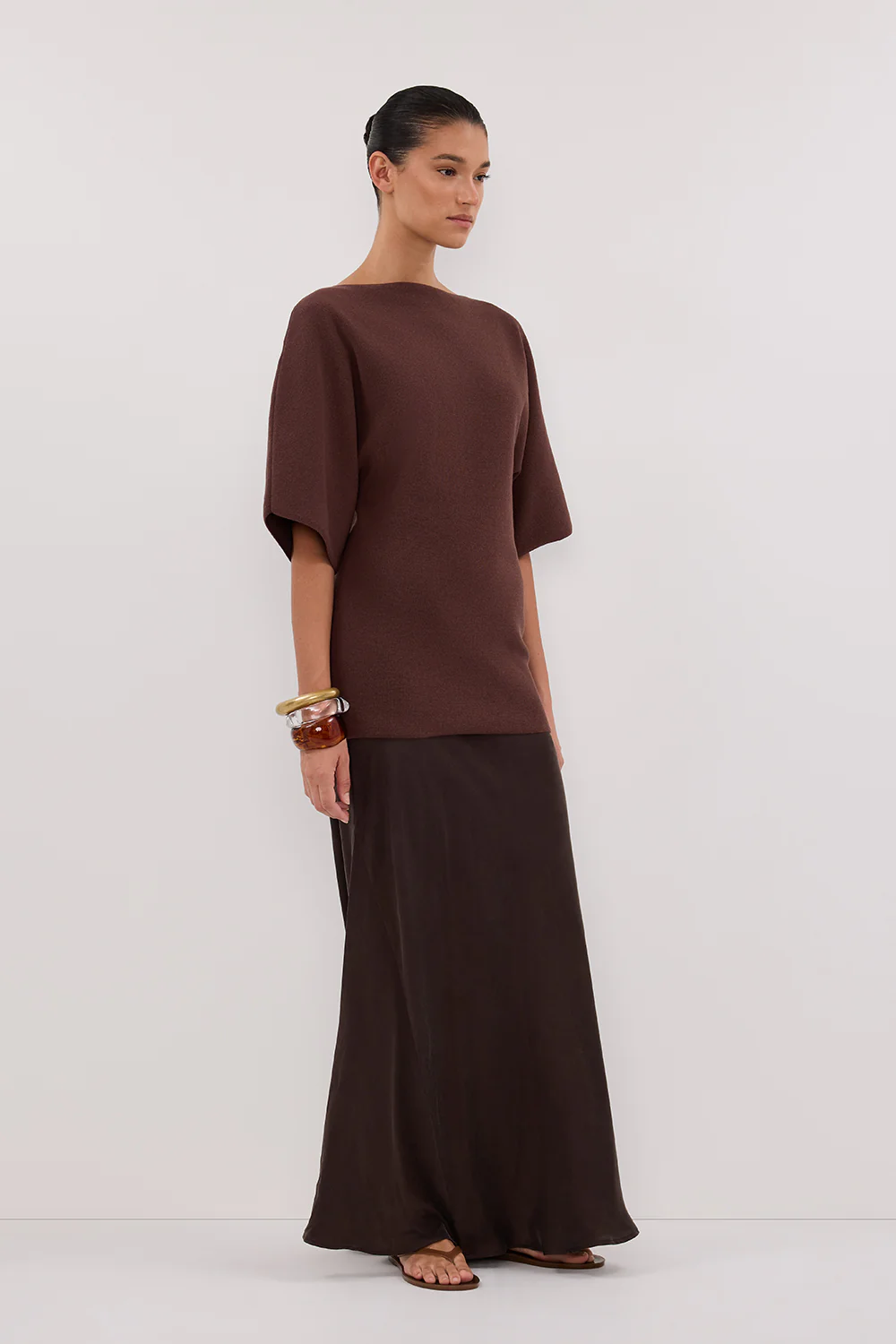 LIA WALNUT SLEEVED KNIT TOP - Yukikoi