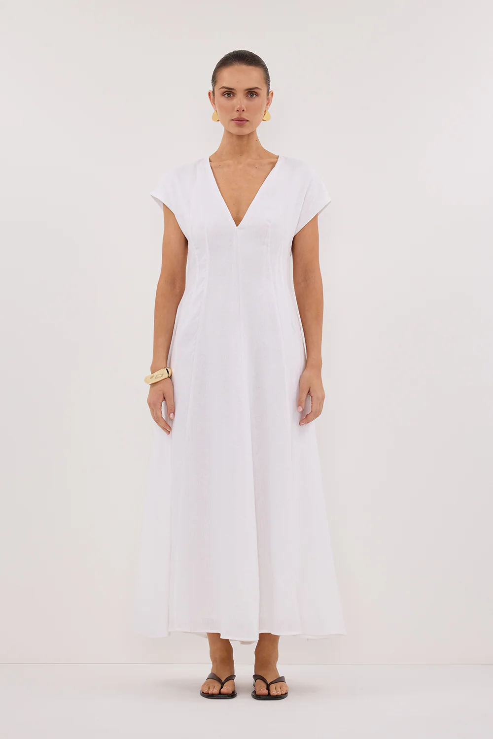 MATISSE WHITE LINEN MIDI DRESS - Yukikoi