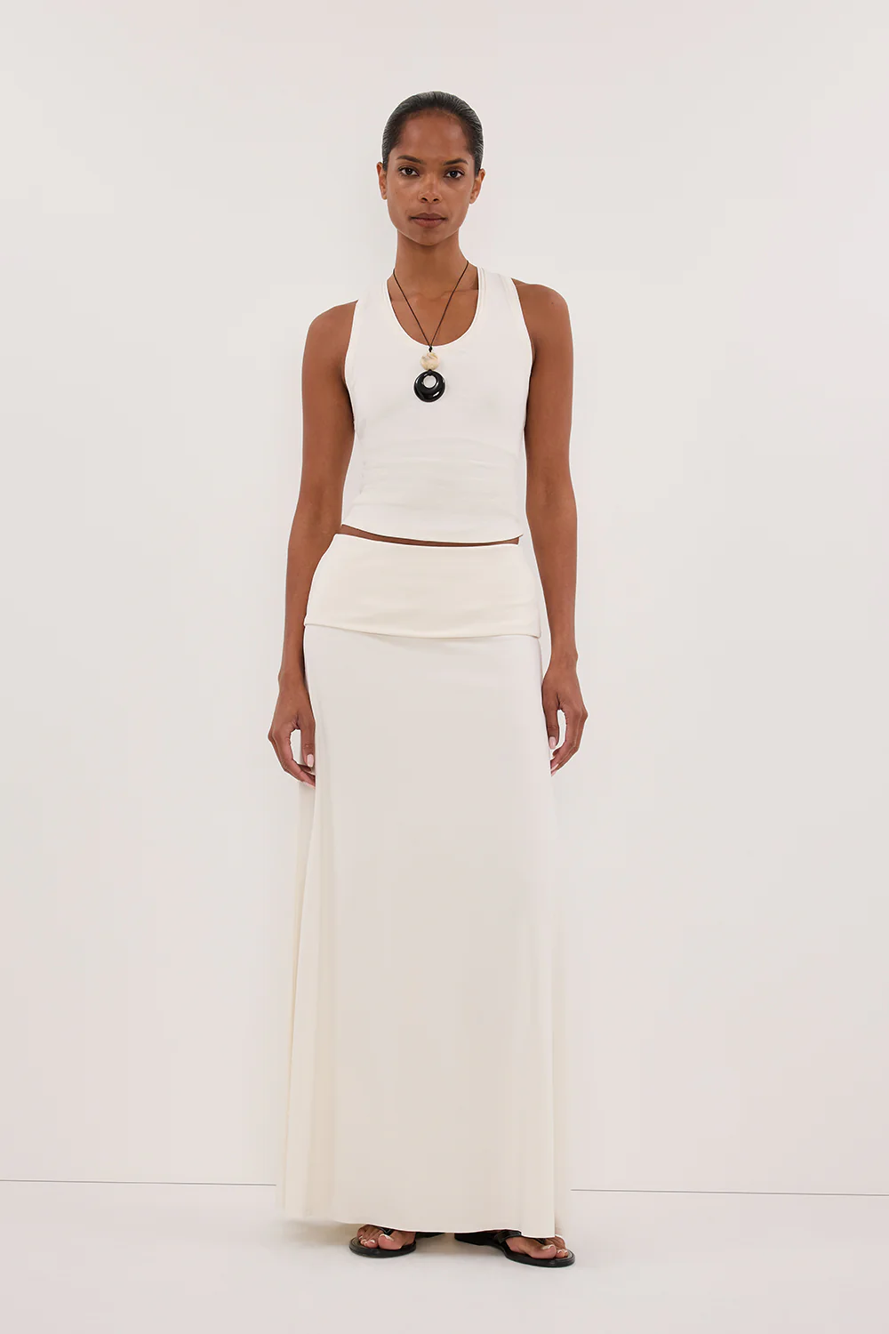 JULIE OFF WHITE MODAL BLEND MAXI SKIRT - Yukikoi