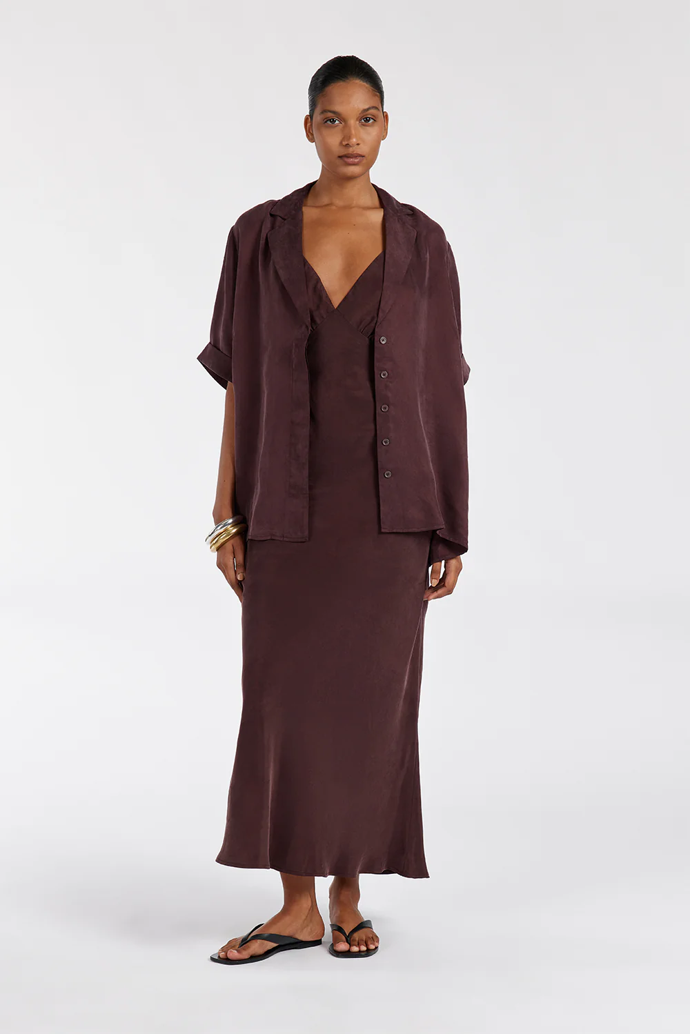 LIAM CURRANT CUPRO SLIP MIDI DRESS - Yukikoi