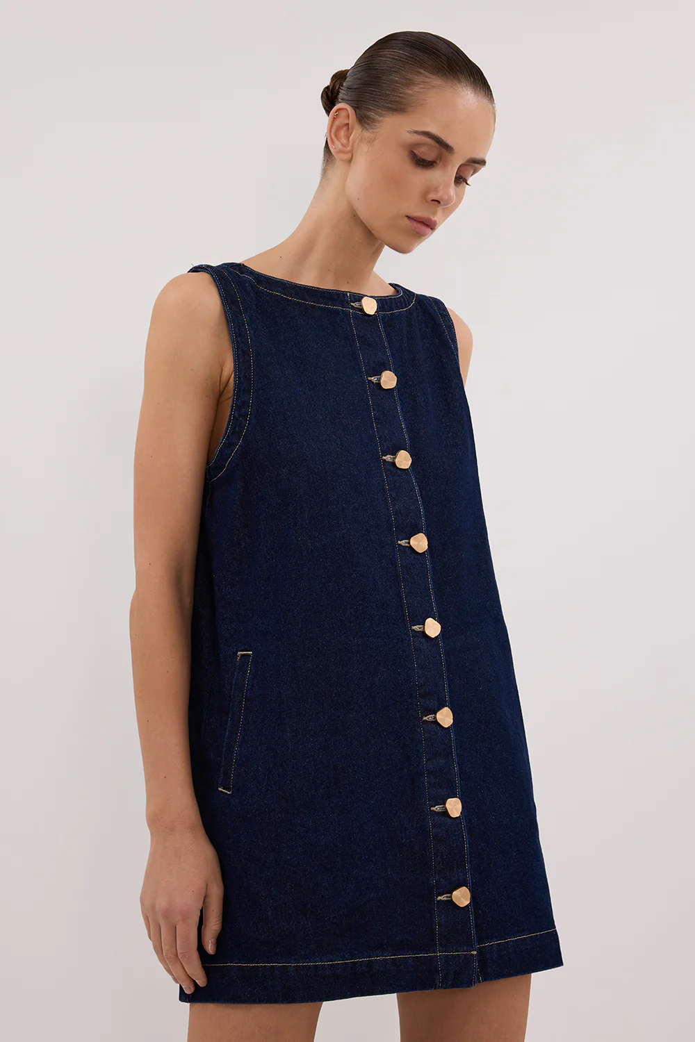 SHERI INDIGO DENIM MINI DRESS - Yukikoi