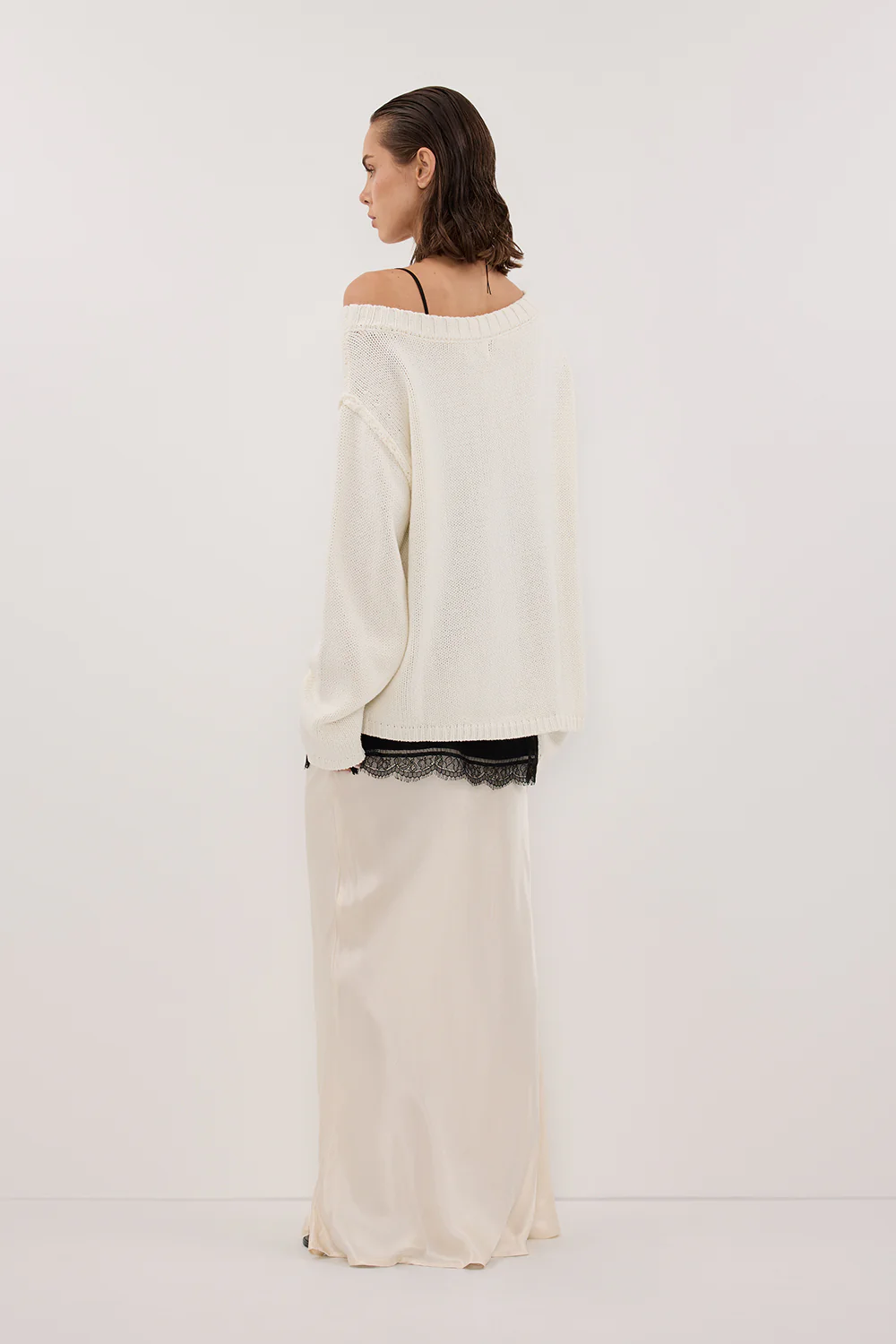 LEISLE CREAM ASYM KNIT JUMPER - Yukikoi