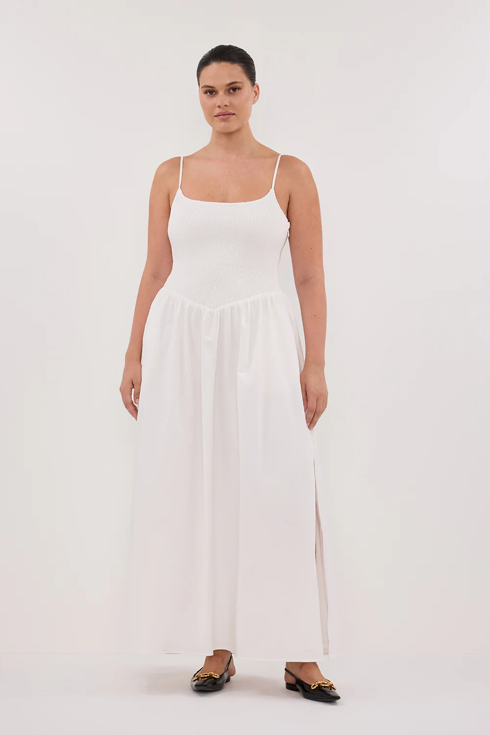 MILANO WHITE COTTON MIDI DRESS - Yukikoi