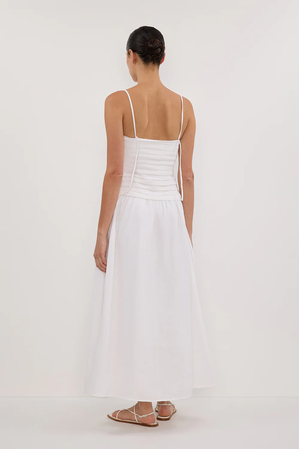 REECE WHITE LINEN MIDI DRESS - Yukikoi