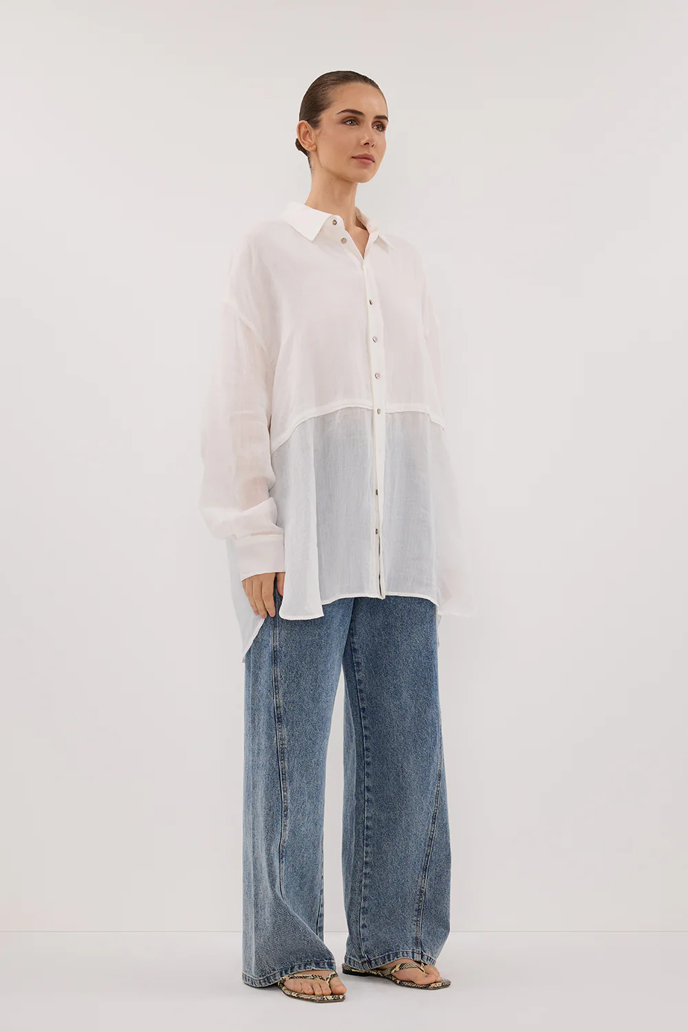 GIGI WHITE RAMIE LONG SLEEVE SHIRT - Yukikoi