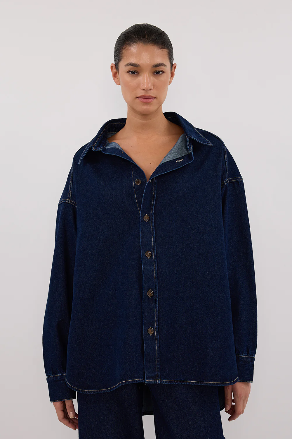 ASHTON INDIGO OVERSIZED DENIM SHIRT - Yukikoi