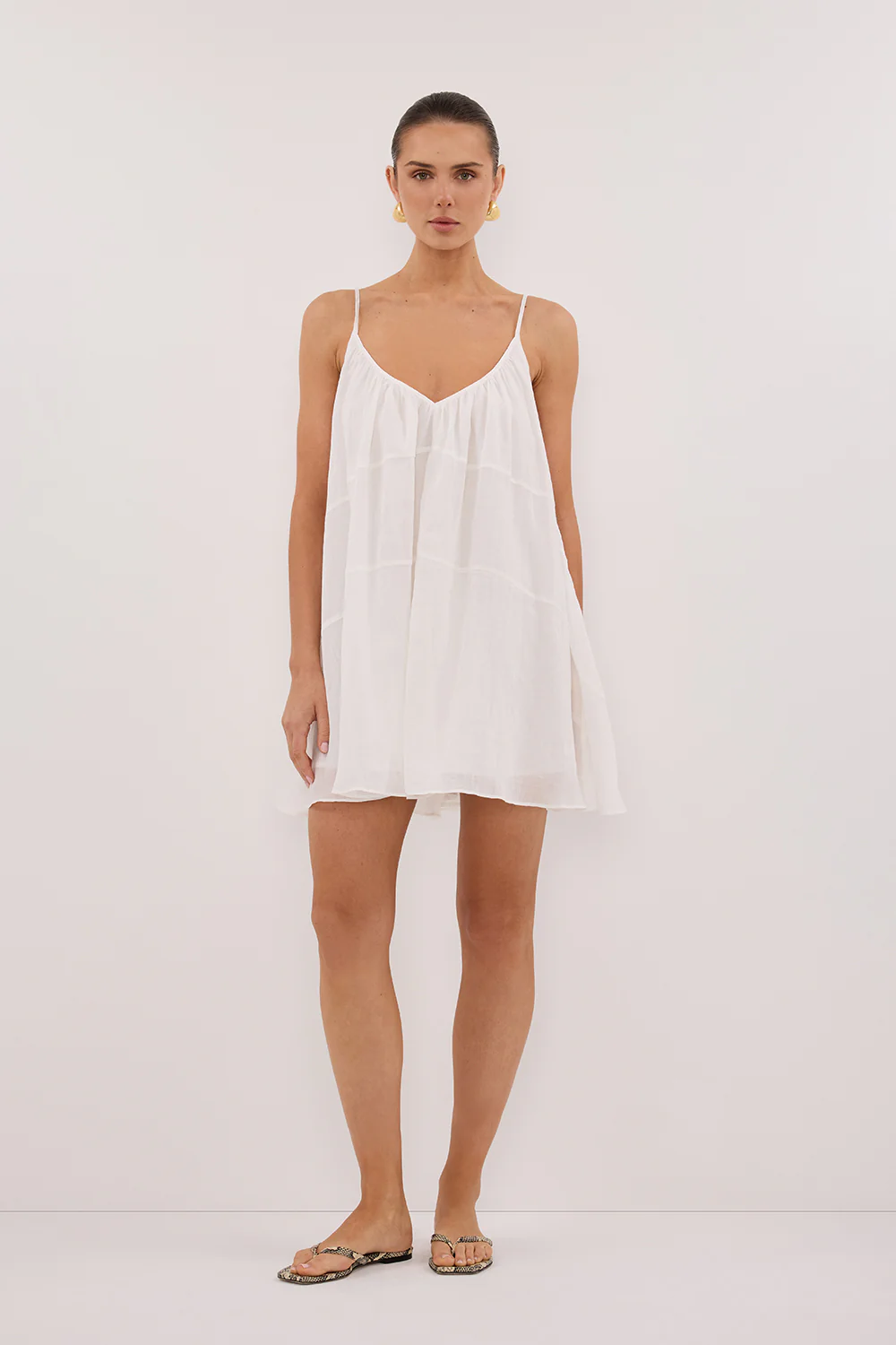 KAHN WHITE RAMIE MINI DRESS - Yukikoi