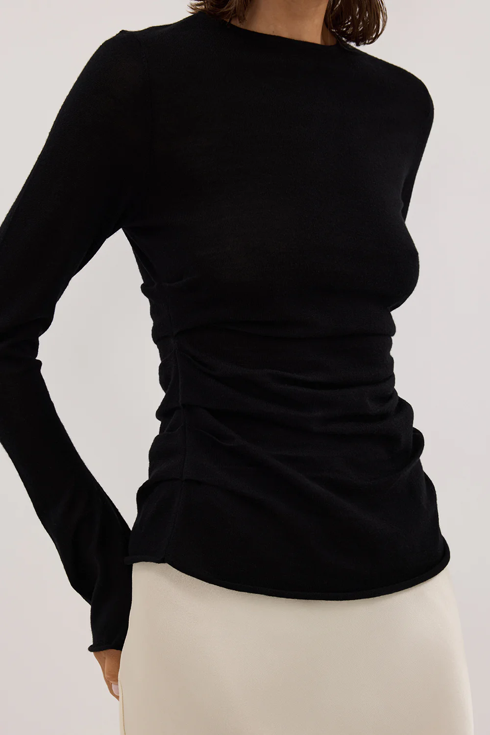 NICO BLACK MERINO KNIT TOP - Yukikoi