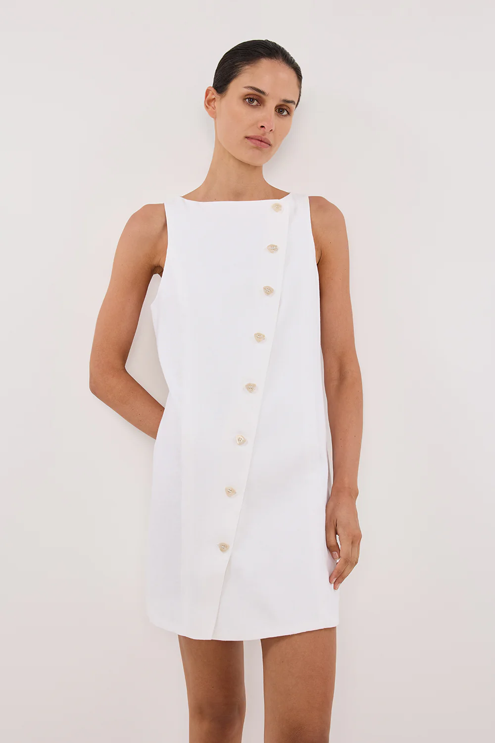 TOMMY WHITE LINEN MINI DRESS - Yukikoi