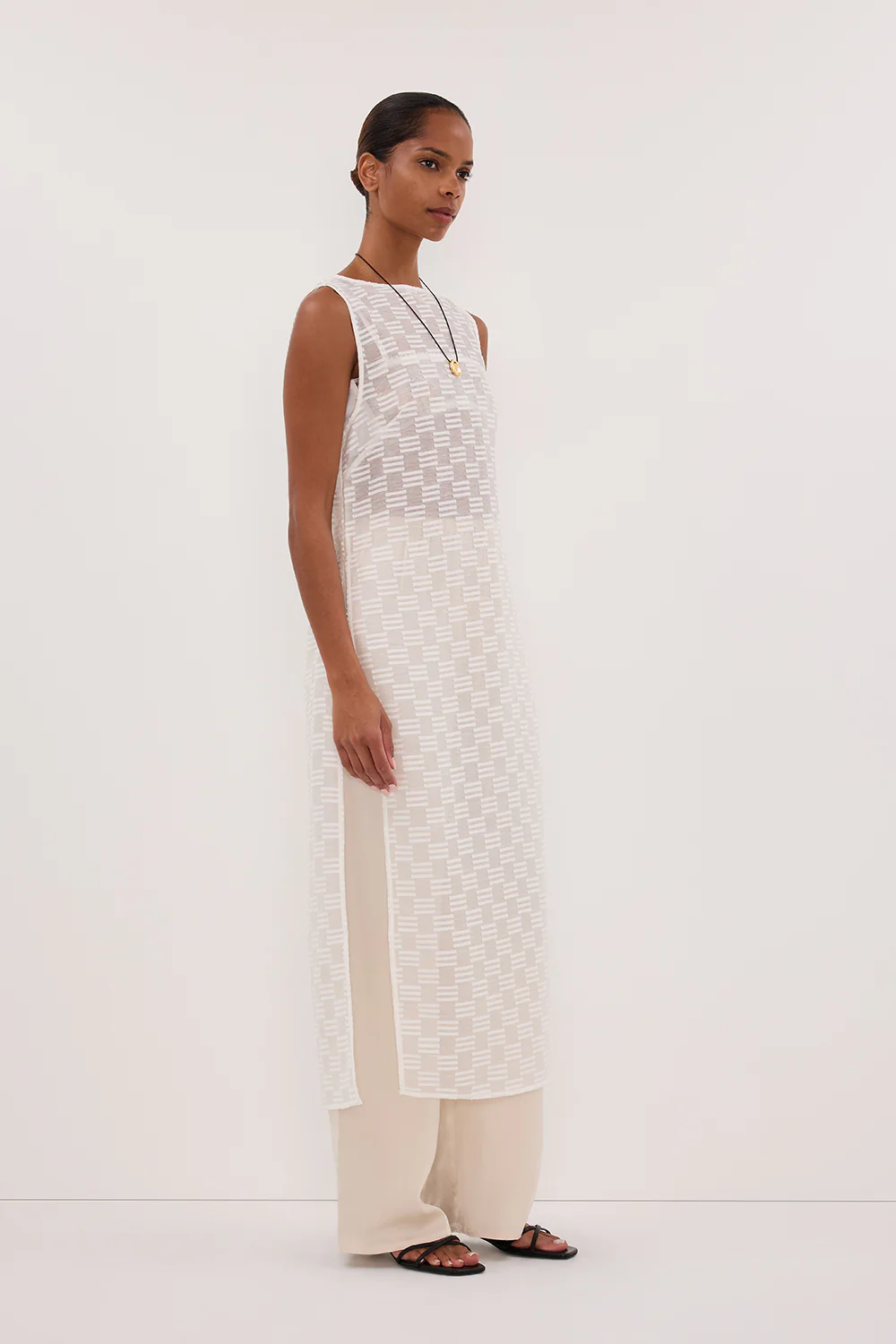 ELBA WHITE SHEER TUNIC TOP - Yukikoi