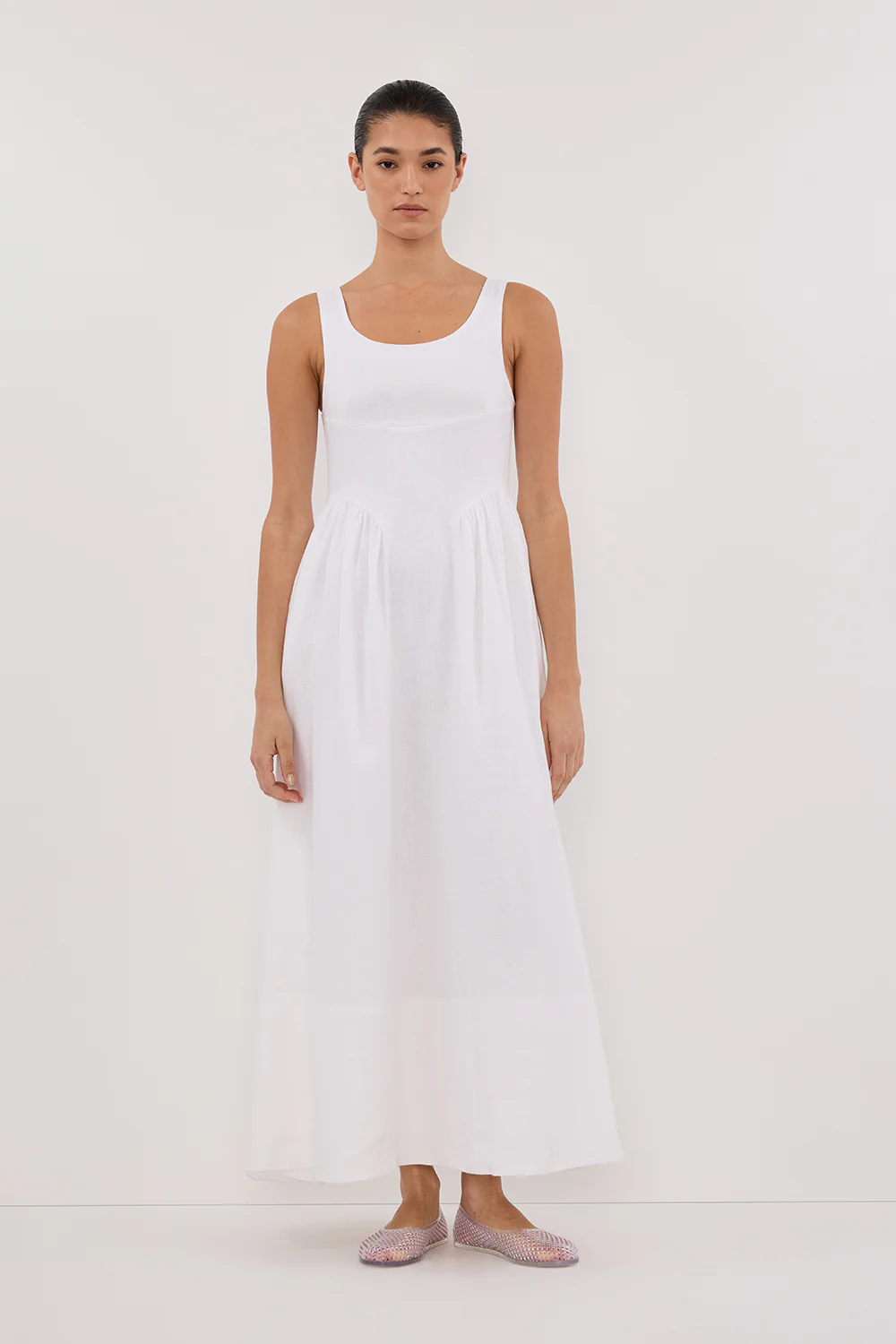 IBIZA WHITE LINEN DRESS - Yukikoi