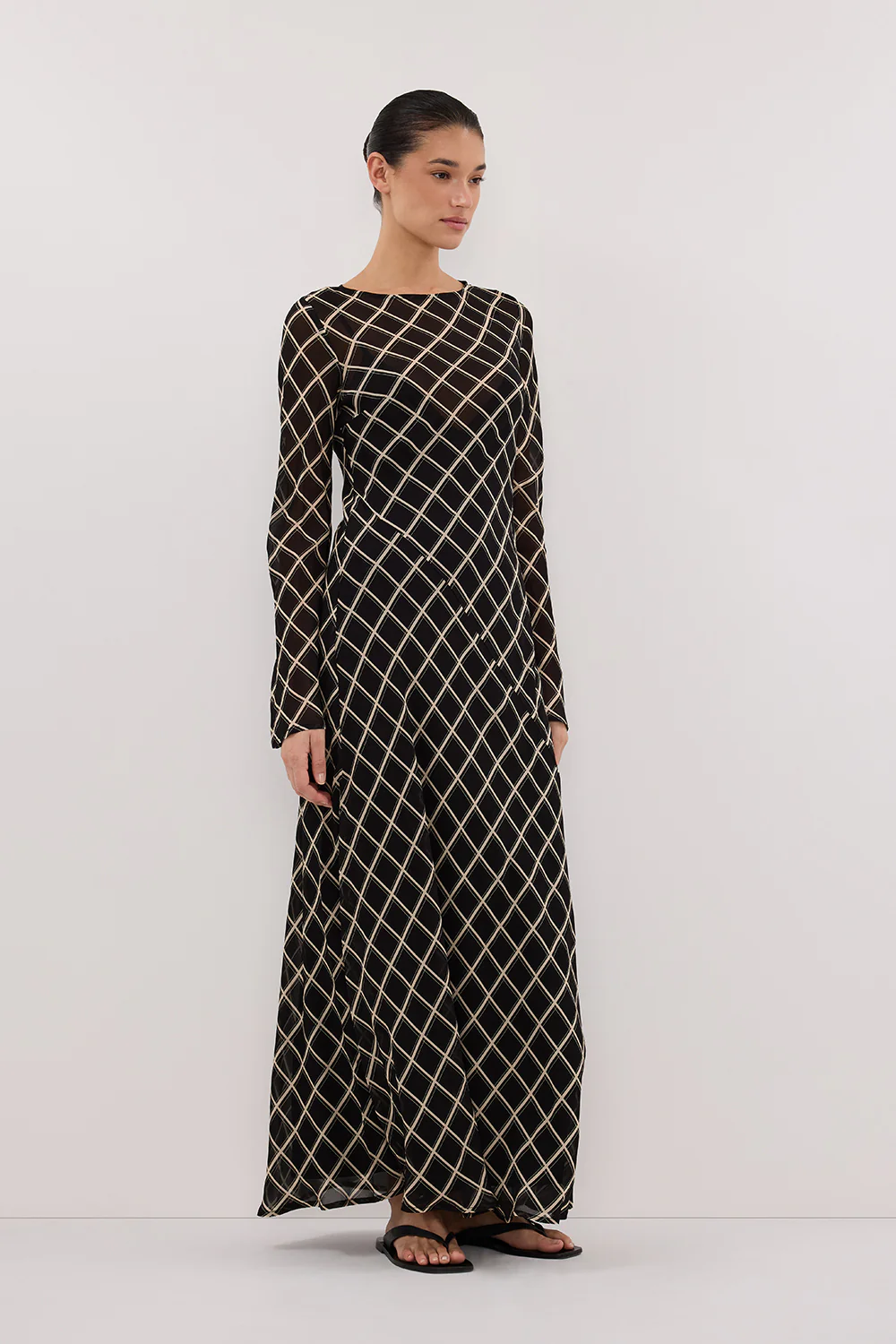 ARLINGTON BLACK LONG SLEEVE MIDI DRESS - Yukikoi