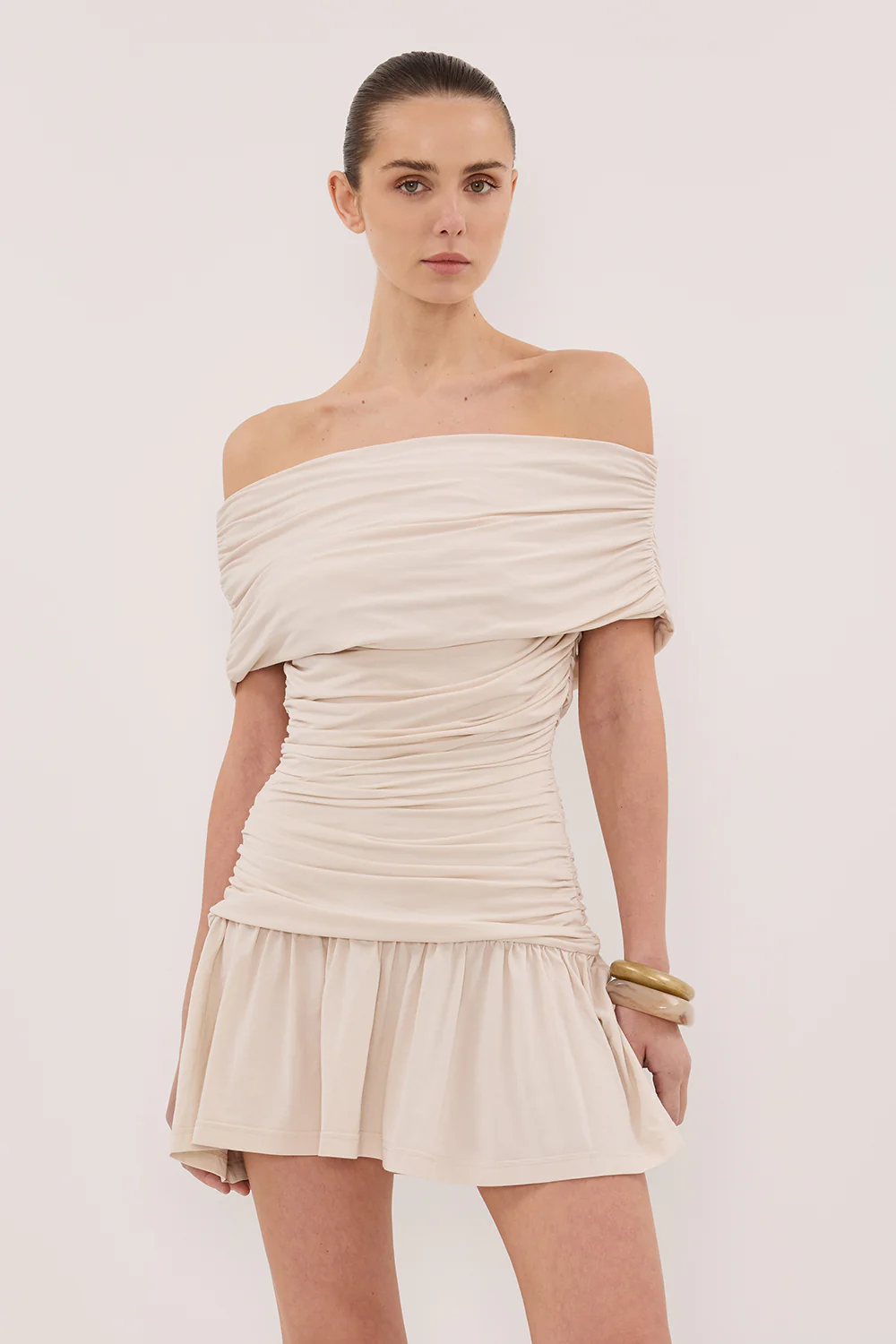 FEZ BONE OFF SHOULDER MINI DRESS - Yukikoi