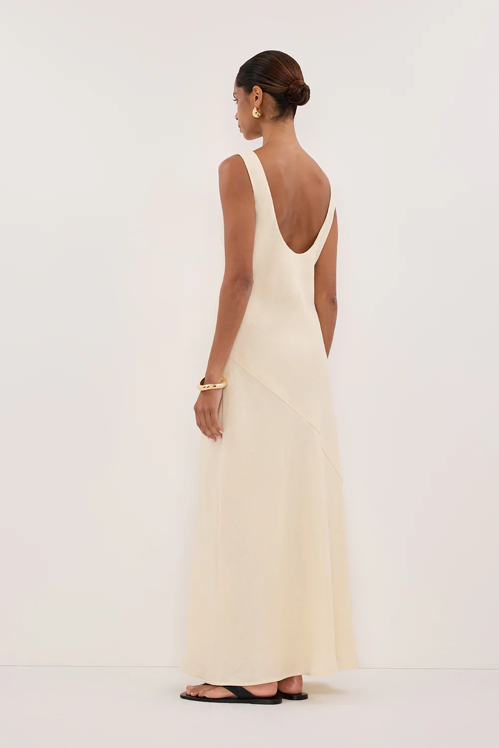 LACY STRAW SLEEVELESS LINEN MIDI DRESS - Yukikoi