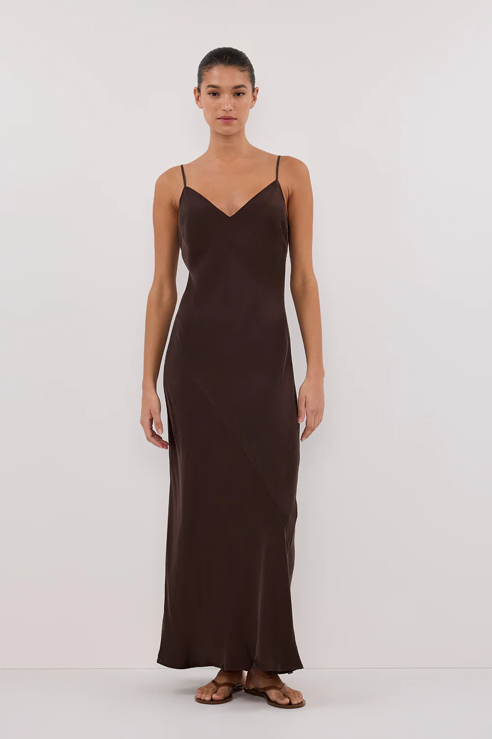 COLETTE BITTER CHOC SILK DRESS - Yukikoi