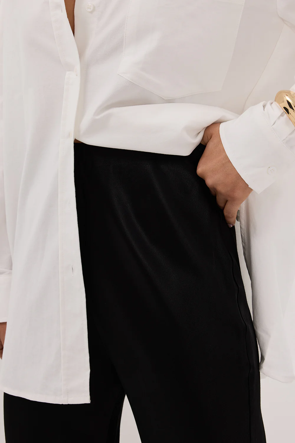 NIKKI BLACK SATIN BIAS PANT - Yukikoi