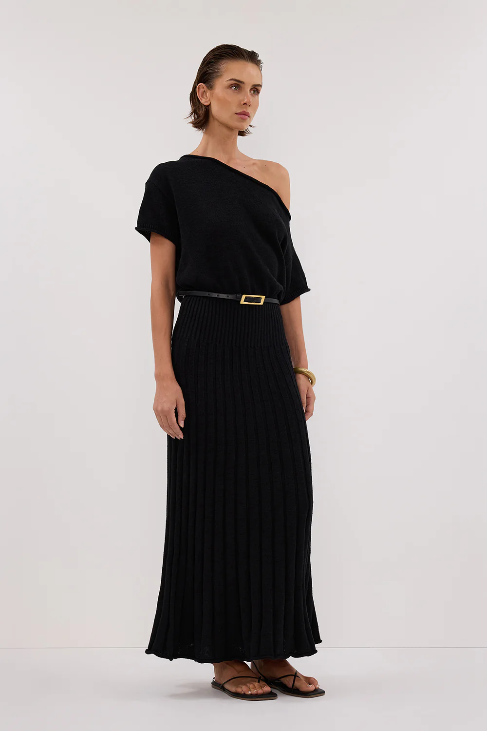 RICK BLACK ASYM KNIT MIDI DRESS - Yukikoi