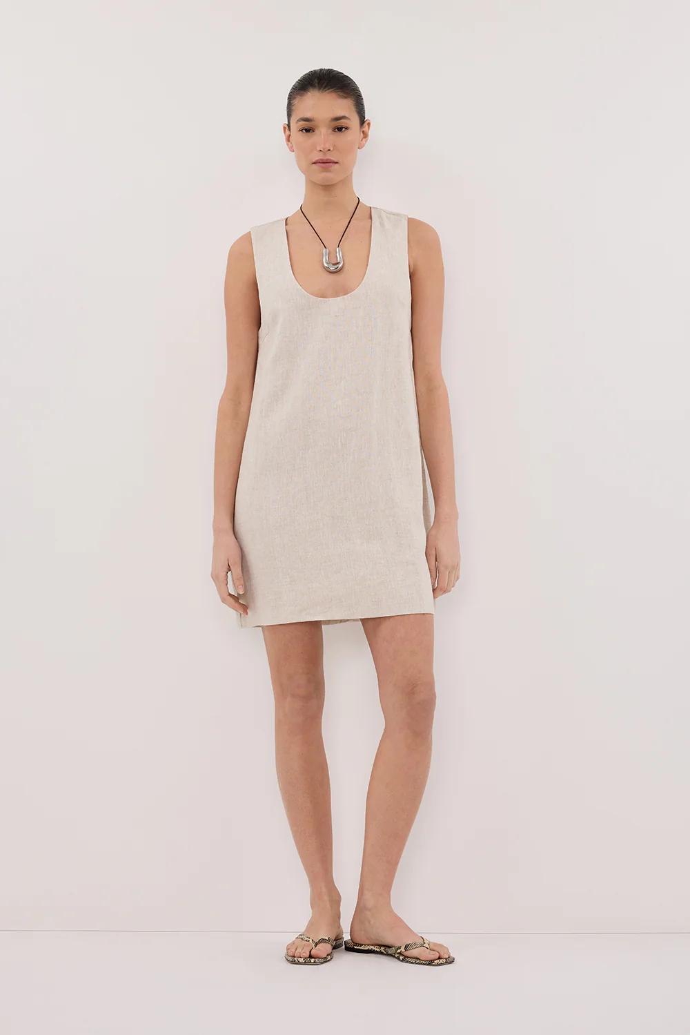 LOTUS NATURAL LINEN MINI DRESS - Yukikoi