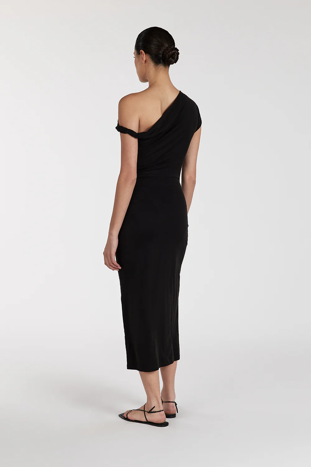 RIO WASHED BLACK DRAPED MAXI DRESS - Yukikoi