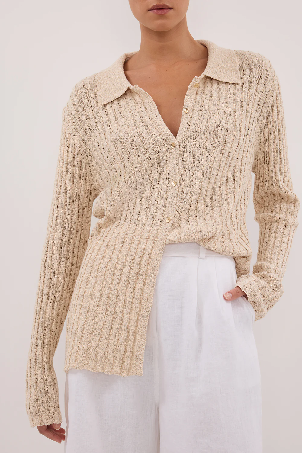 LEN NATURAL LONG SLEEVE KNIT TOP - Yukikoi