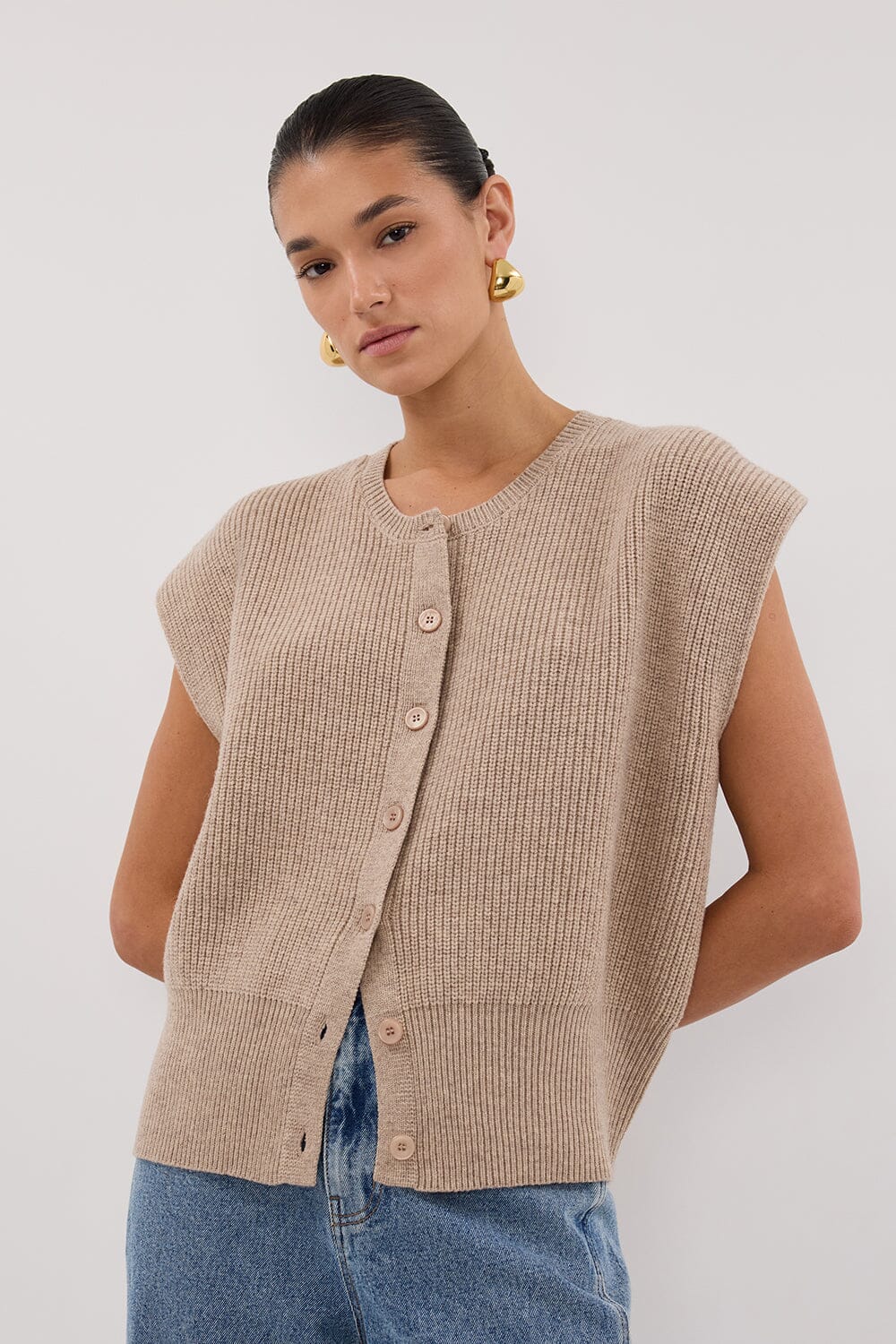 KATE OAT MARLE KNIT VEST - Yukikoi
