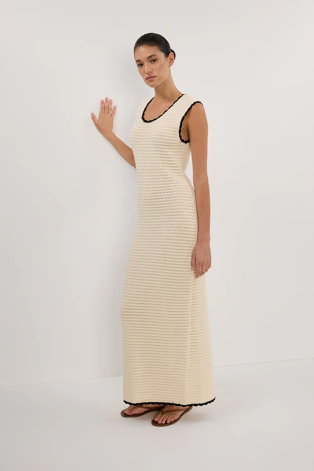 GINA CREAM SCOOP CROCHET DRESS - Yukikoi