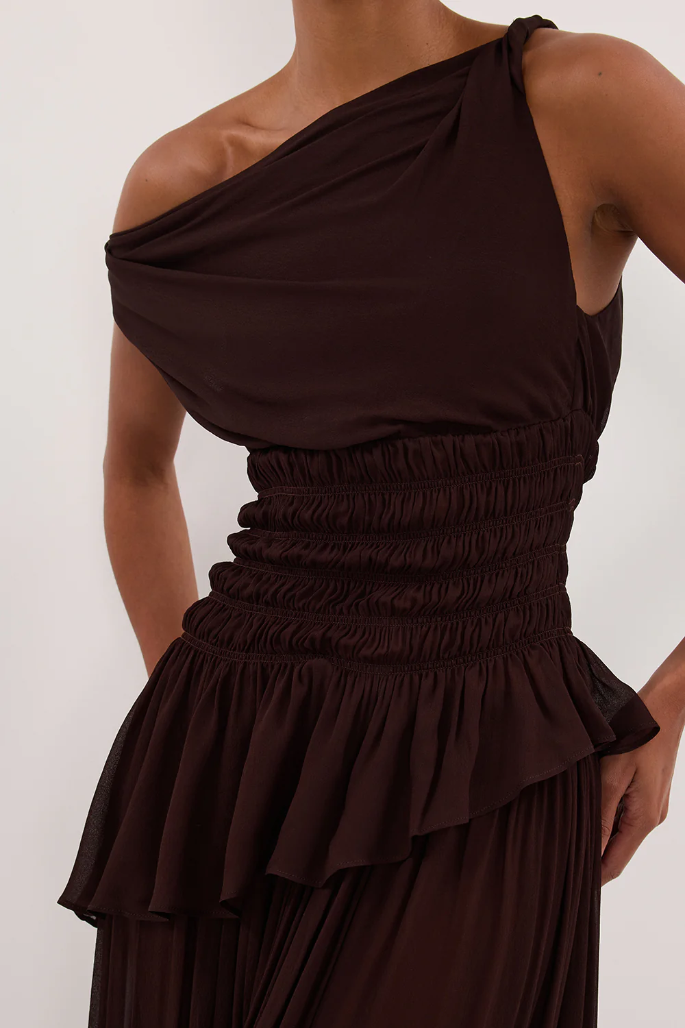 TIANA DARK CHOC ASYM TOP - Yukikoi