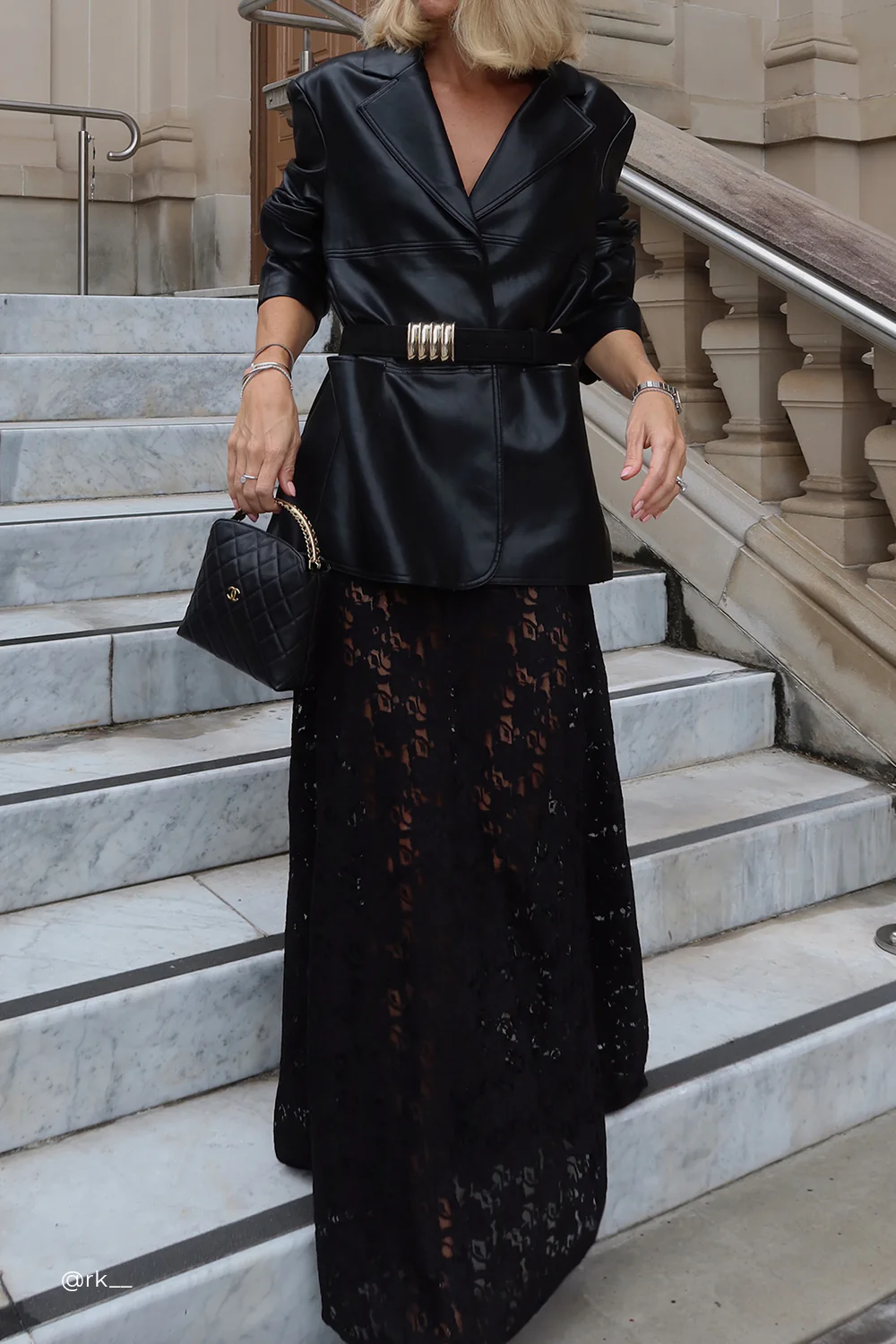 MONTY BLACK FAUX LEATHER BLAZER - Yukikoi