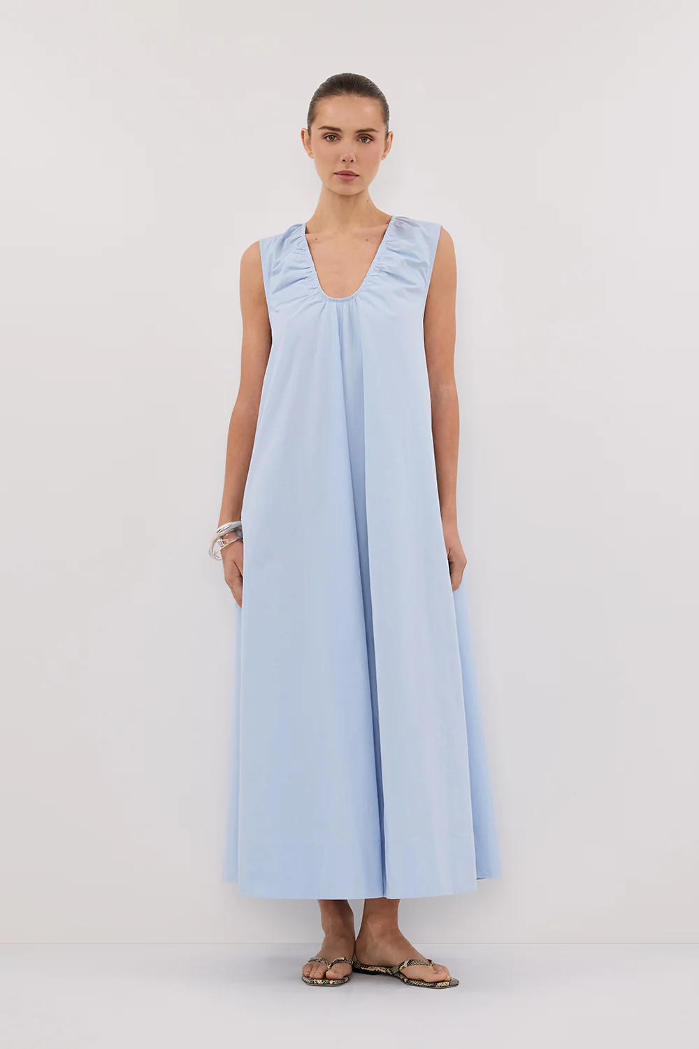 GABBY CORNFLOWER OVERSIZED COTTON MIDI DRESS - Yukikoi
