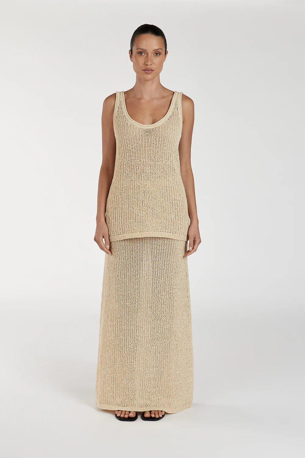 MARGOT WHEAT SCOOP CROCHET TANK - Yukikoi
