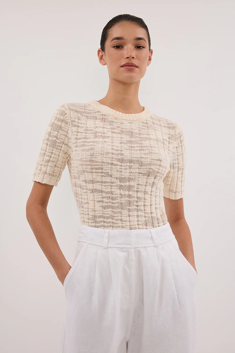 CIA NATURAL CAP SLEEVE KNIT TEE - Yukikoi