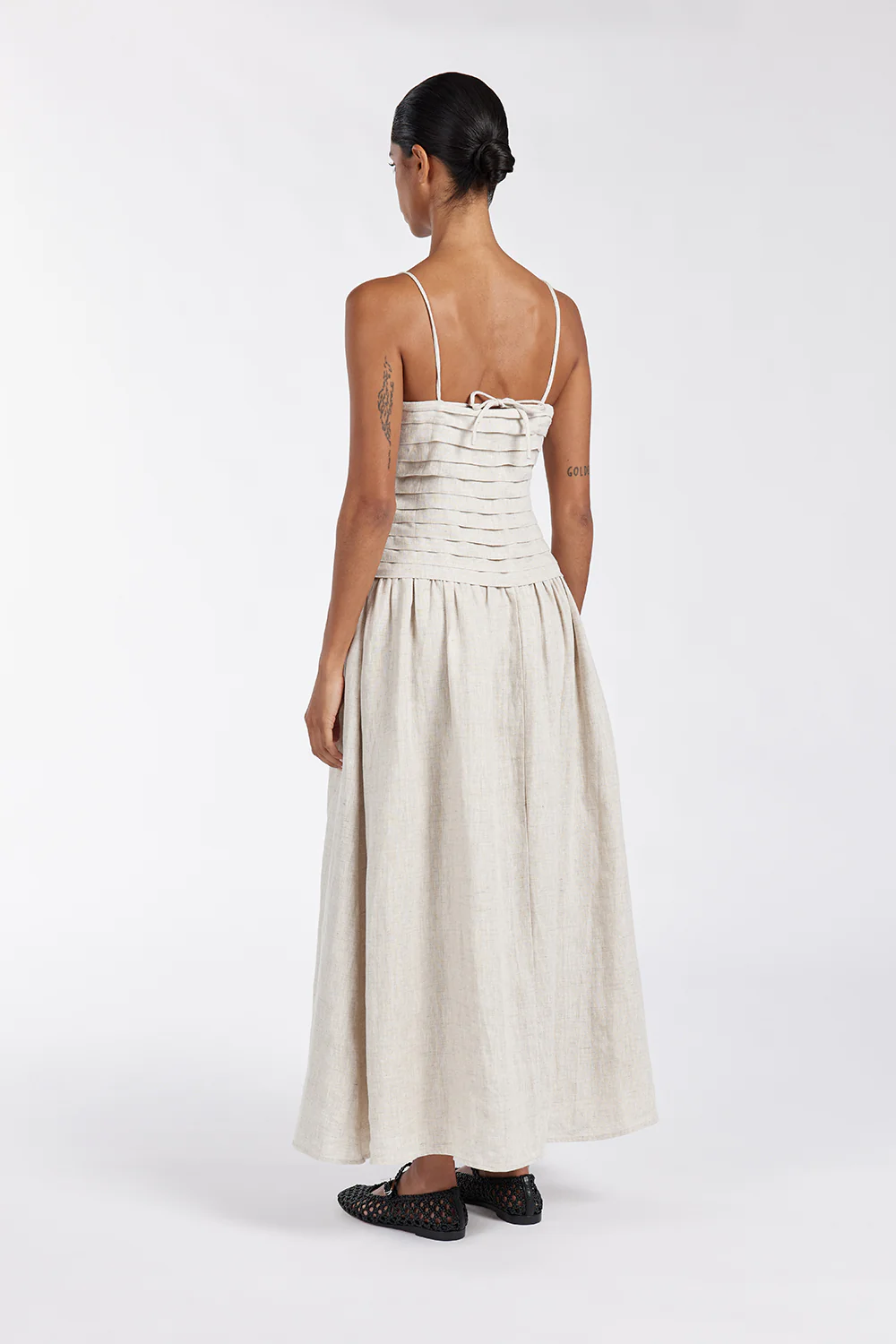 REECE NATURAL LINEN MIDI DRESS - Yukikoi