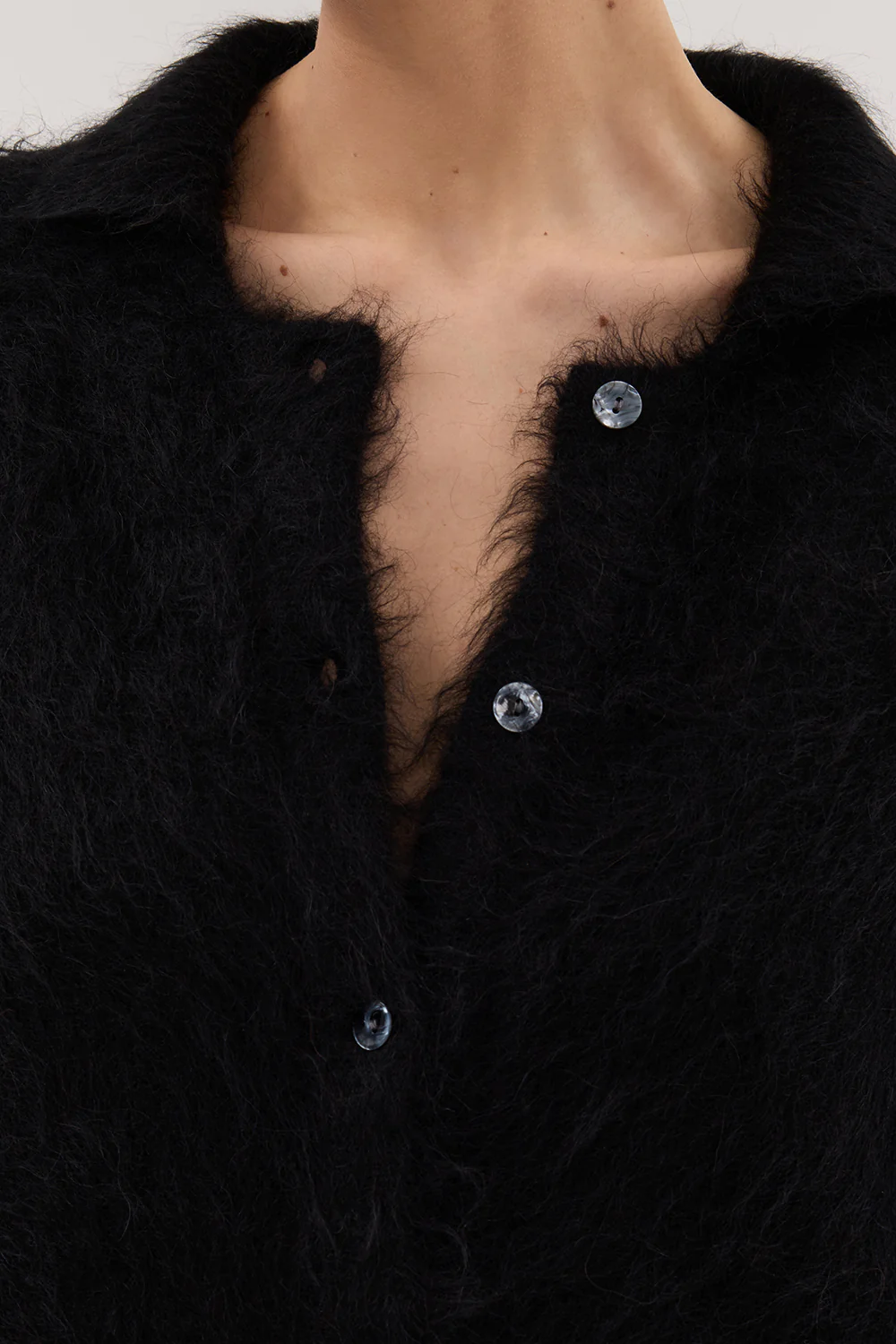 SALMA BLACK POLO NECK KNIT CARDIGAN - Yukikoi