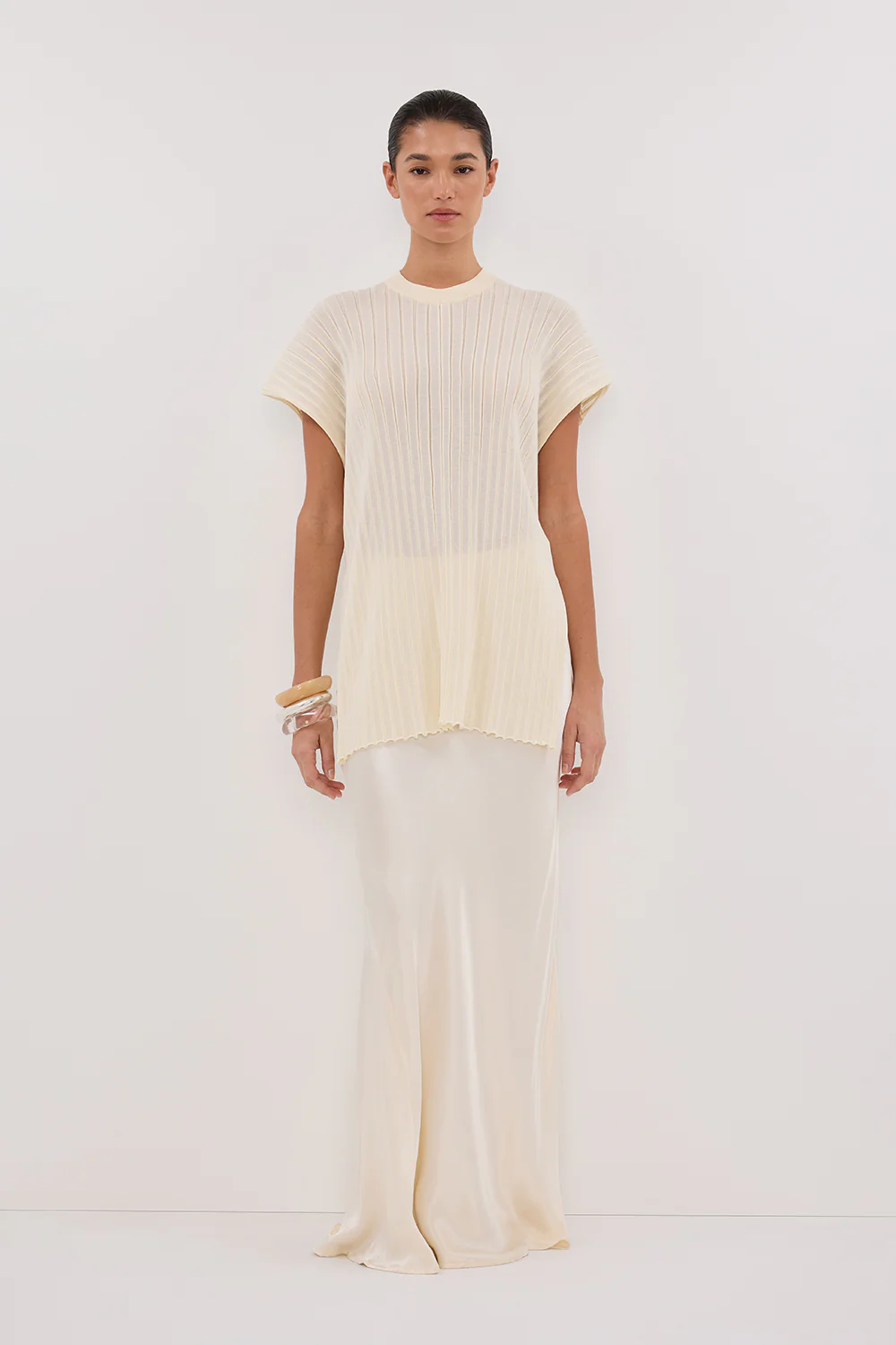 JADE CREAM SLEEVELESS KNIT TOP - Yukikoi