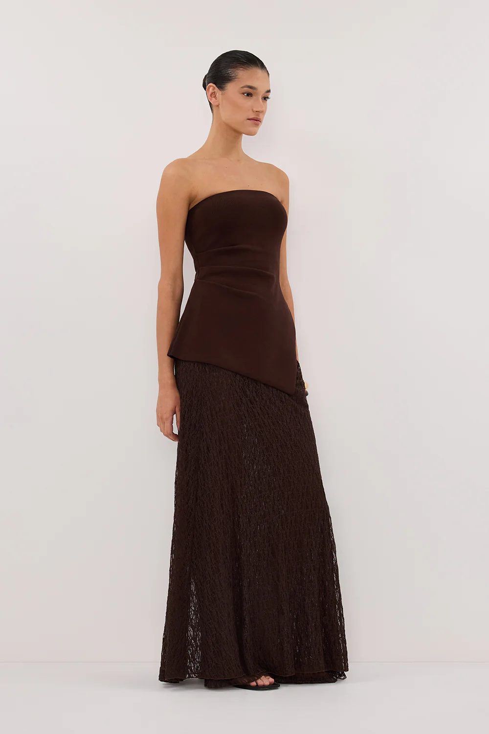 LIZZIE DARK CHOC LAYERED LACE SKIRT - Yukikoi