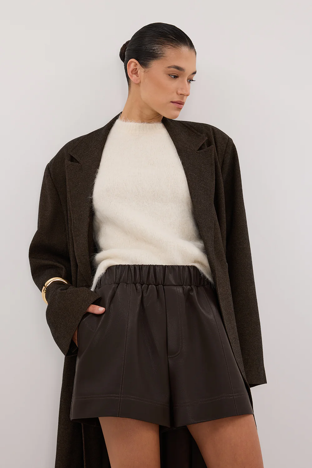 MONTY CHOC FAUX LEATHER SHORT - Yukikoi