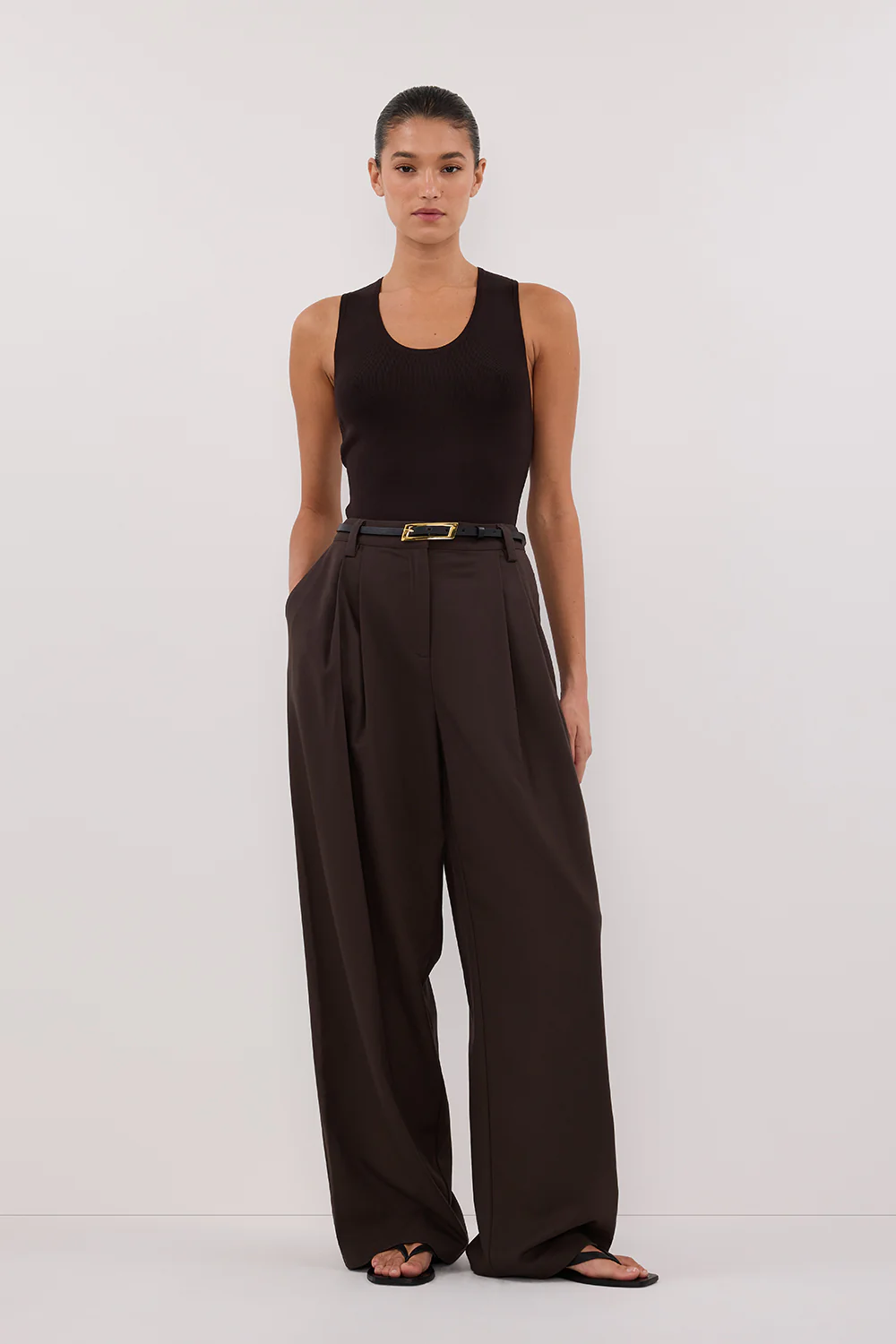 DEVIN BITTER CHOC RACER KNIT TANK - Yukikoi