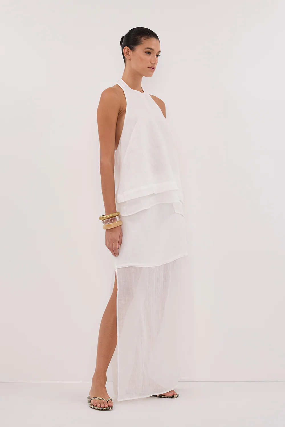 CARMEL WHITE RAMIE HALTER TOP - Yukikoi