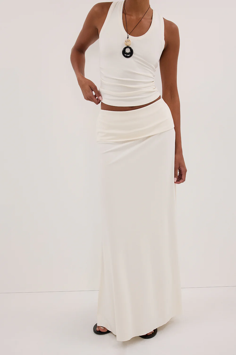 JULIE OFF WHITE MODAL BLEND MAXI SKIRT - Yukikoi