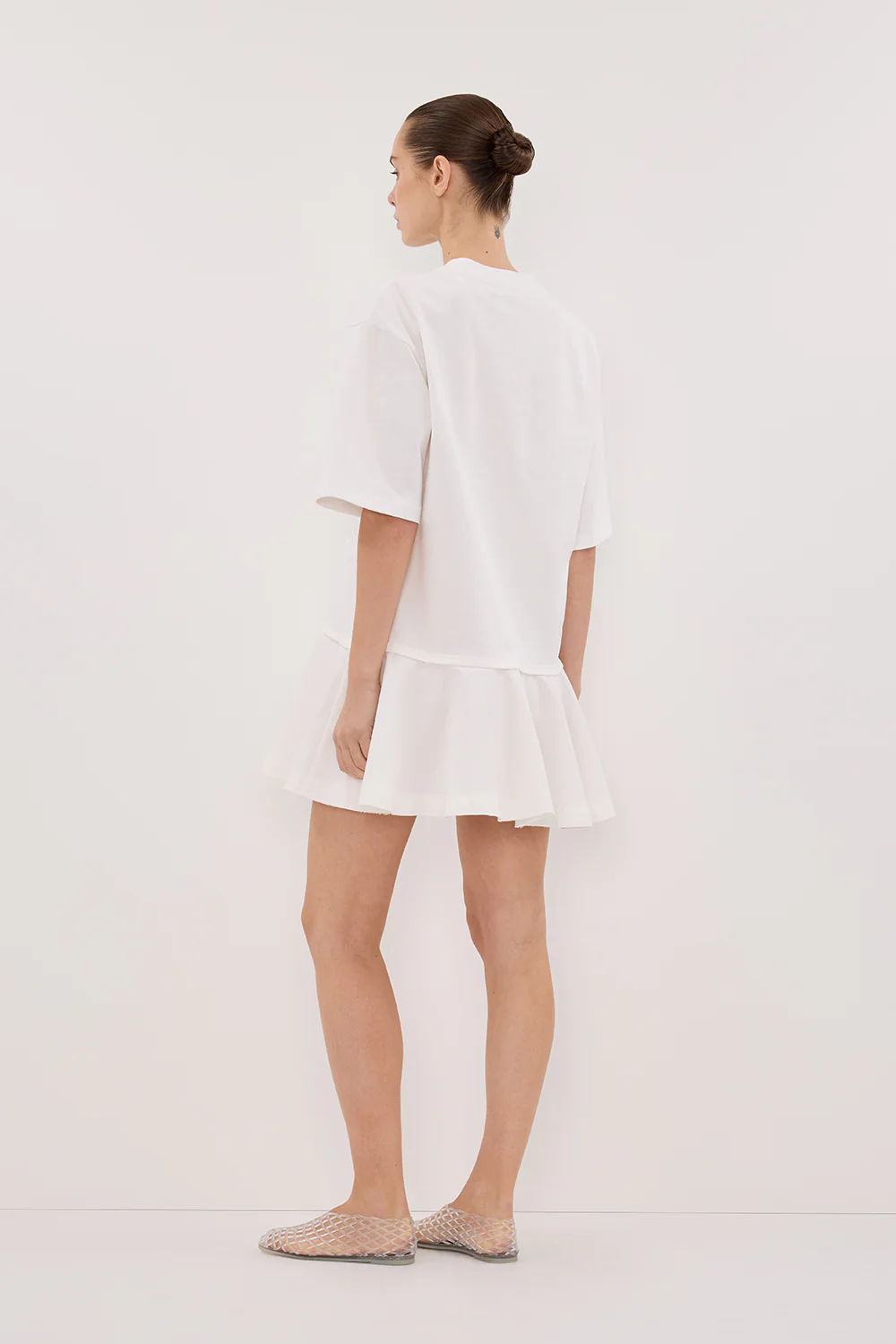 NOAH WHITE SHORT SLEEVE RUFFLE MINI DRESS - Yukikoi