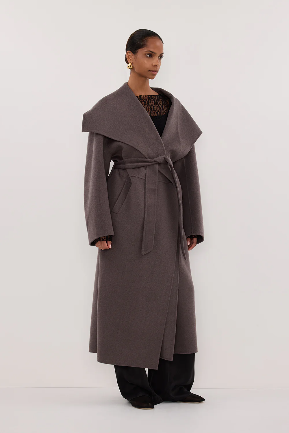 LUCIA TURKISH COFFEE OVERSIZED MARLE COAT - Yukikoi