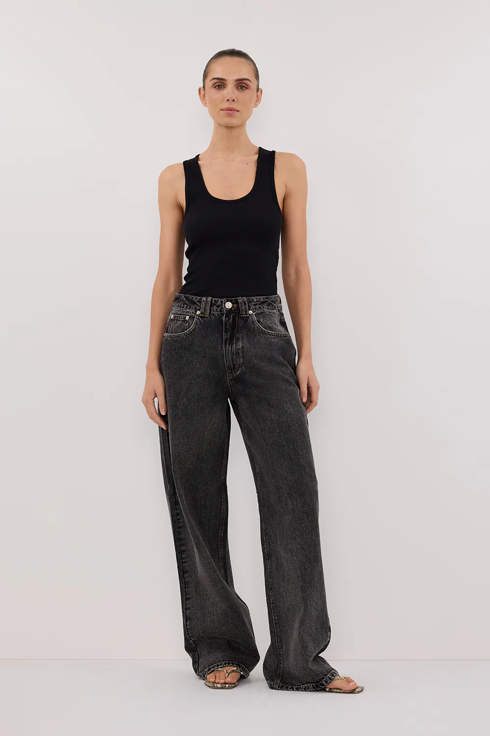 REAGAN 2.0 WASHED BLACK TALL SLOUCHY JEAN - Yukikoi