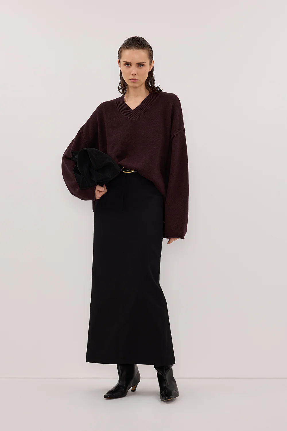 LIZA BLACK TAILORED MIDI SKIRT - Yukikoi