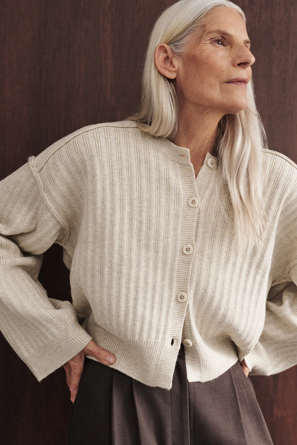 DAHLIA CHALK KNIT CARDIGAN - Yukikoi